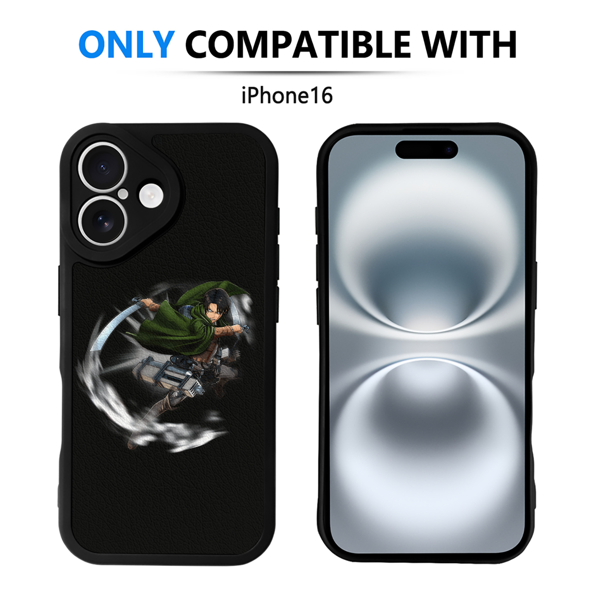 （画像用） 進撃の巨人 リヴァイ·アッカーマン Attack on Titan Levi Ackerman 【iPhone 16シリーズ対応】シリコンスマホケース（レザー調） 材質：シリコン